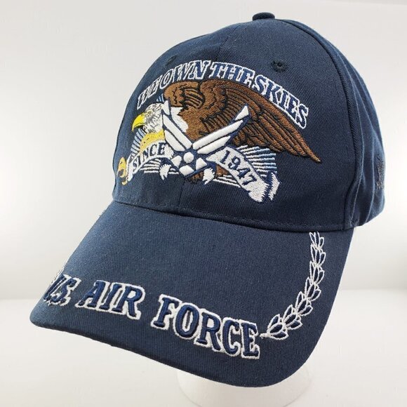 U.S. Air Force We Own the Skies Military Eagle Crest Embroidered Strapback Hat - Picture 1 of 9